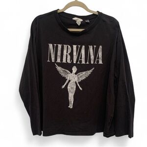 H&M Nirvana In Utero Angel Graphic Gray Long Sleeve Shirt Size XXL